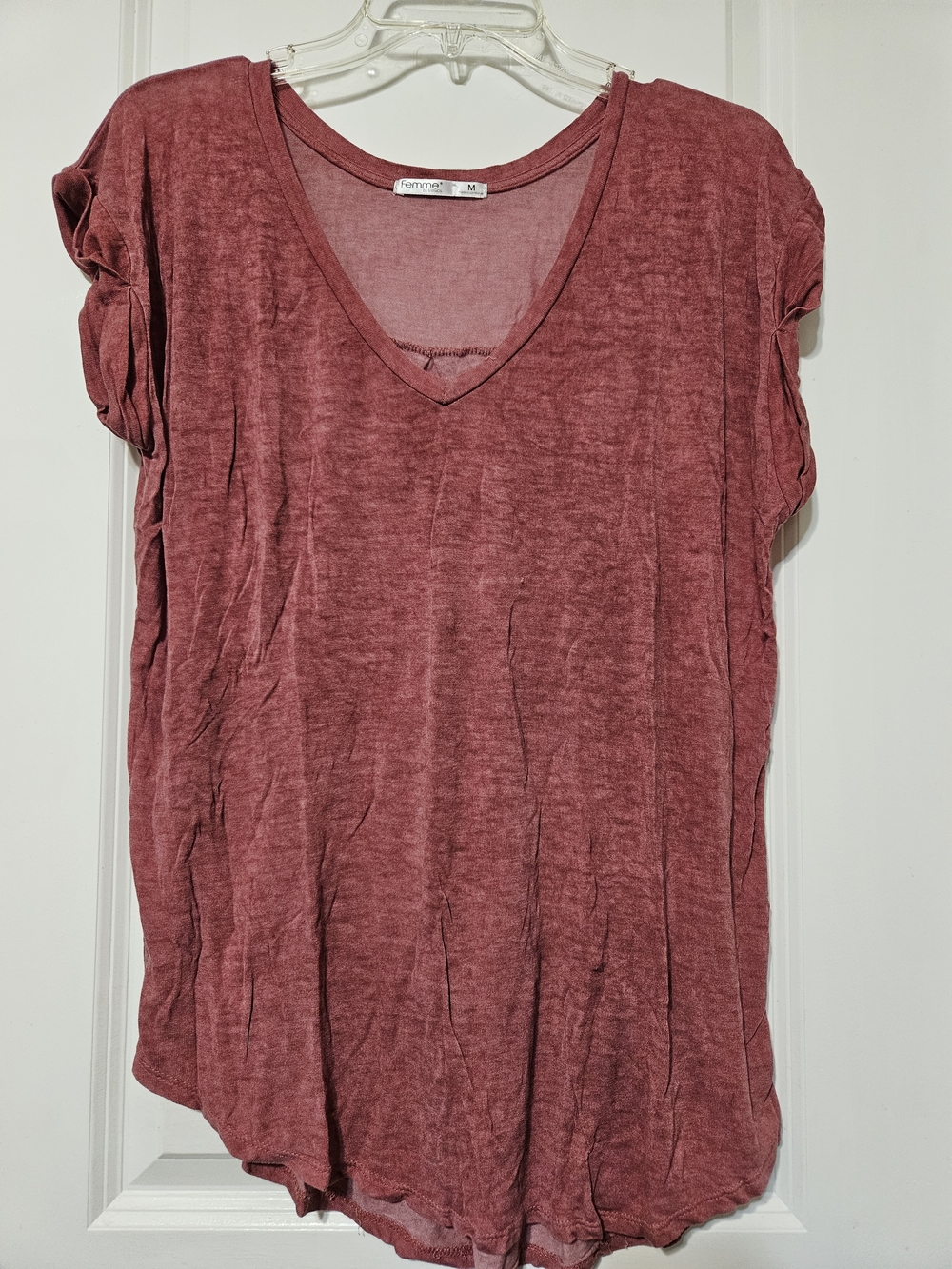 ComfortWash V-Neck Short Sleeve Tee - Rose